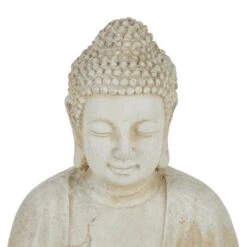 Dunelm Fibre Clay Cream Sitting Buddha -Garden Decoration Craft 1000112588 alt02