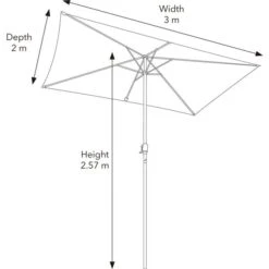 Dunelm 3m Grey Rectangular Crank Parasol -Garden Decoration Craft 1000159352 alt09