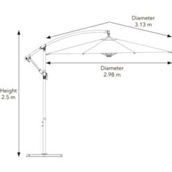 Dunelm 3m Cream Cantilever Parasol -Garden Decoration Craft 1000159358 alt09