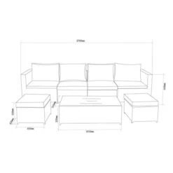 Dunelm Cancun 4 Seater Rattan Grey Modular Sofa Set -Garden Decoration Craft 1000183657 alt04
