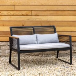 Elements 4 Seater Black Rope Conversation Set -Garden Decoration Craft 1000183772 alt03