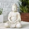 Dunelm Fibre Clay Cream Sitting Buddha