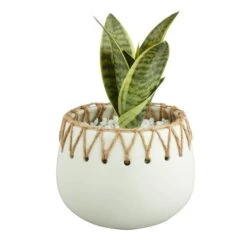 Dunelm Jute Detailed Pot With Plant -Garden Decoration Craft 30729982 alt02