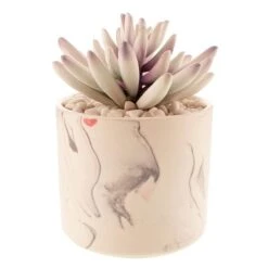 Dunelm Artificial Succulent In Pink/Grey Marble Effect Pot -Garden Decoration Craft 30730247 alt03