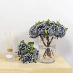 Dunelm Bundle Of 6 Diamond Velvet Peony Grey