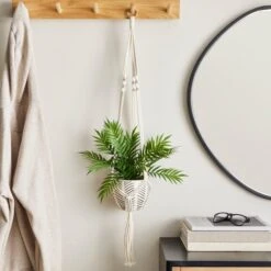 Dunelm Hanging Ceramic Pot With Macrame