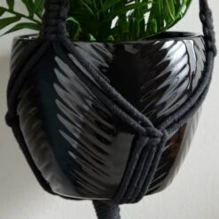 Dunelm Black Hanging Ceramic Pot With Macrame 8 Dunelm Black Hanging Ceramic Pot With Macrame -Garden Decoration Craft 30732442 alt02