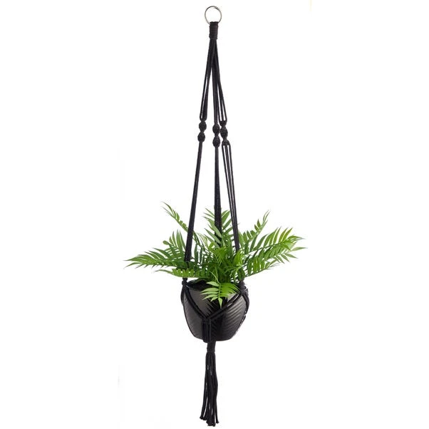 Dunelm Black Hanging Ceramic Pot With Macrame 6 Dunelm Black Hanging Ceramic Pot With Macrame - Image 6
