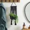 Dunelm Hanging Macrame Black Double Planter