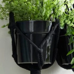 Dunelm Hanging Macrame Black Double Planter -Garden Decoration Craft 30732443 alt02