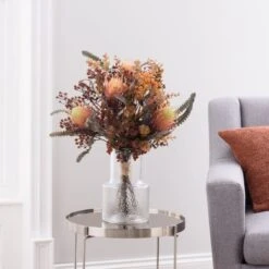 Dunelm Florals Forever Autumn Protea And Gypsophila Bouquet