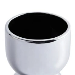 Dunelm Ceramic Curves Planter Silver 20cm -Garden Decoration Craft 30751223 alt02