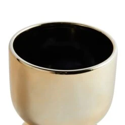 Dunelm Ceramic Curves Planter Gold 30cm -Garden Decoration Craft 30751227 alt02