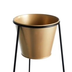 Dunelm Metal Plant Stand With Gold Pot -Garden Decoration Craft 30752247 alt02