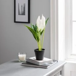 Dunelm Artificial Peace Lily In Black Pot 50cm