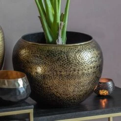 Cedar & Sage Large Antique Brass Penny Planter