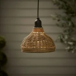 Churchgate Grey Polyrattan Pendant Light Lamp Shade Solar D15cm -Garden Decoration Craft 30792766 alt02
