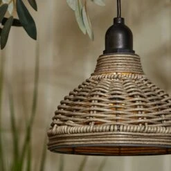 Churchgate Grey Polyrattan Pendant Light Lamp Shade Solar D15cm -Garden Decoration Craft 30792766 alt03