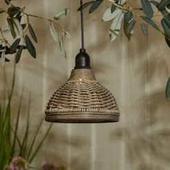 Churchgate Grey Polyrattan Pendant Light Lamp Shade Solar D15cm -Garden Decoration Craft 30792766 alt05