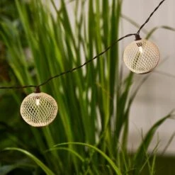 Elements Mesh Solar String Lights Ivory