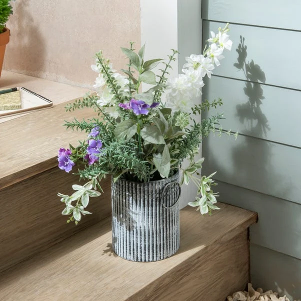 Dunelm Plant In Galvanised Metal Pot 42cm 1 Dunelm Plant In Galvanised Metal Pot 42cm