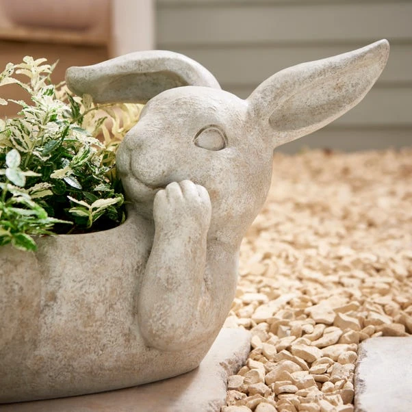 Dunelm Laying Down Rabbit Planter 2 Dunelm Laying Down Rabbit Planter - Image 2