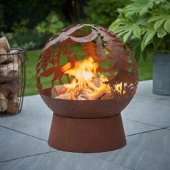 Dunelm Oxidised Woodland Globe Fire Pit -Garden Decoration Craft 30802069 alt02