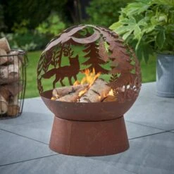 Dunelm Oxidised Woodland Globe Fire Pit -Garden Decoration Craft 30802069 alt03