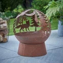 Dunelm Oxidised Woodland Globe Fire Pit -Garden Decoration Craft 30802069 alt05
