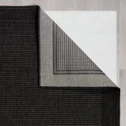 Dunelm Twill Jute Look Indoor Outdoor Black Rug -Garden Decoration Craft 30808888 alt04