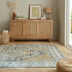 Dunelm Traditional Reversible Indoor Outdoor Blue Rug -Garden Decoration Craft 30809865 alt05